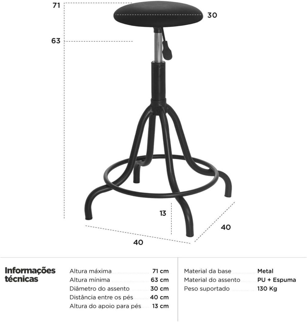 Loft7, Kit 3 banquetas estofadas cozinha industrial Loft gir... - Image 2