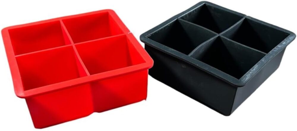Forma de Gelo Silicone Bandeja 4 Cubos Moldes Grandes Quadra... - Image 5