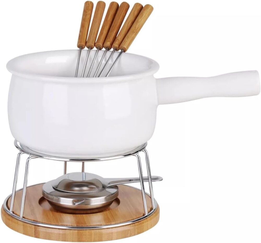 Conjunto de Fondue em Cerâmica, 1,5L, 11 Peças com Garfos em...
