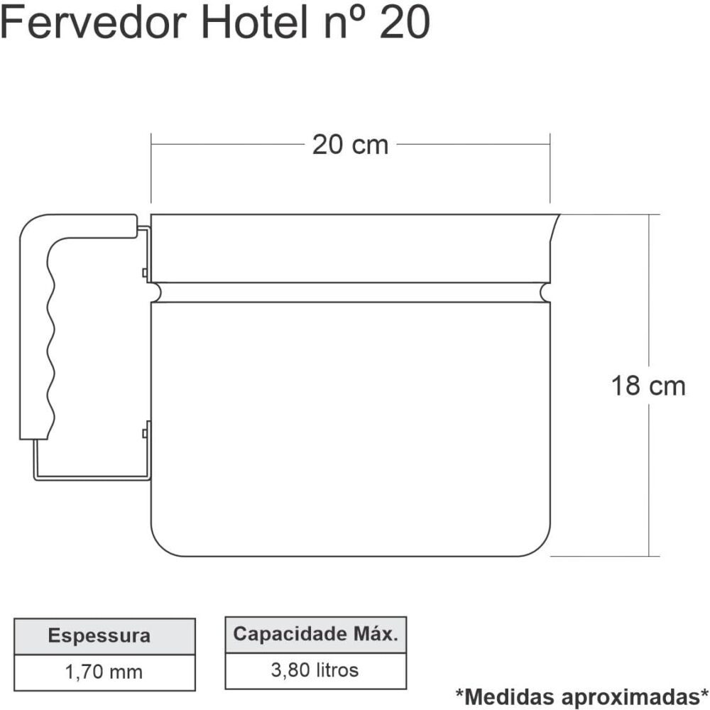 Fervedor Hotel Leiteira Caneco Grande Nº 20 Alumínio Cabo Ba... - Image 3