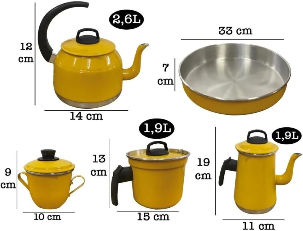 Conjunto Kit Café Chá 5 Peças Alumínio Com Bule Chaleira Açu... - Image 3
