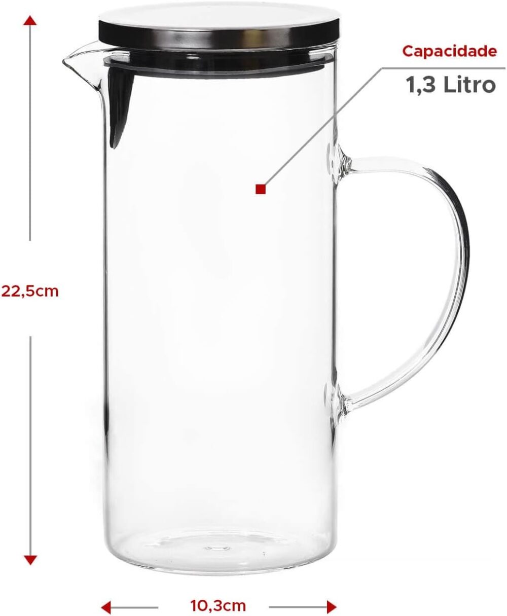 Wincy Jarra de Vidro com Tampa Cromada Prata 1,3L, VDA11046 - Image 2