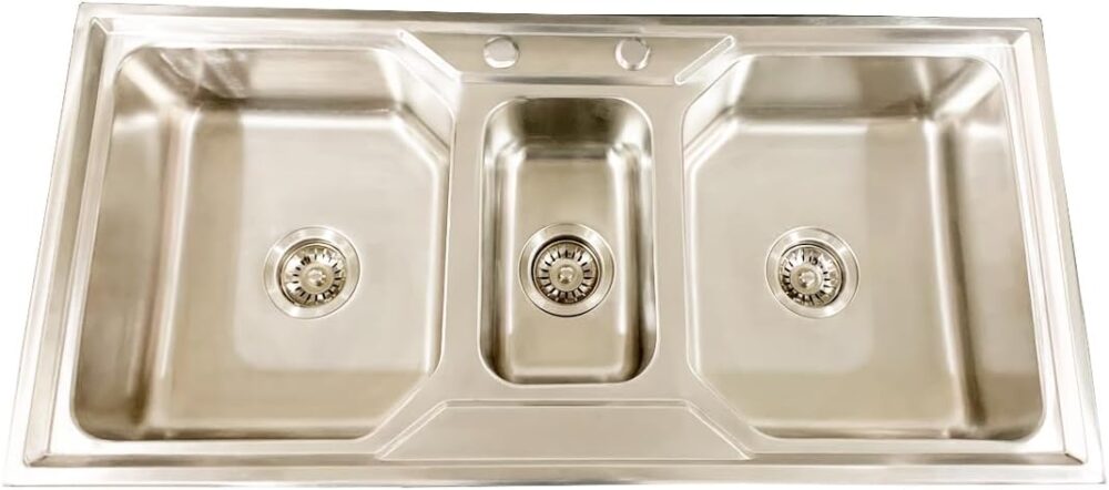 DECORPLACE, Cuba Pia Cozinha Tripla Pro Inox Escovado 105x50...