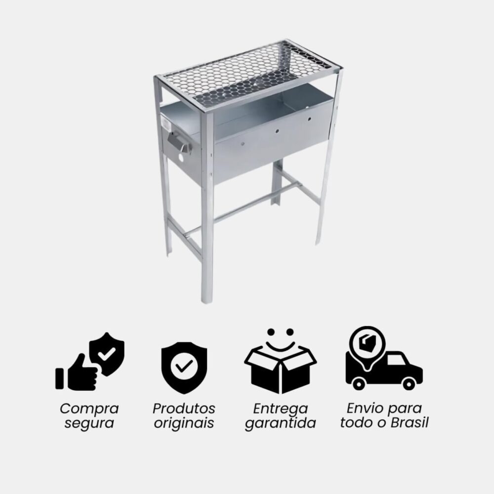 Churrasqueira Galvanizada com Grelha e Pés Articulados (28x6... - Image 3
