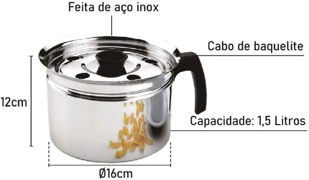 Zanella Caneco Fervedor De Leite 1,5L Leiteira Em Aço Inox C... - Image 5