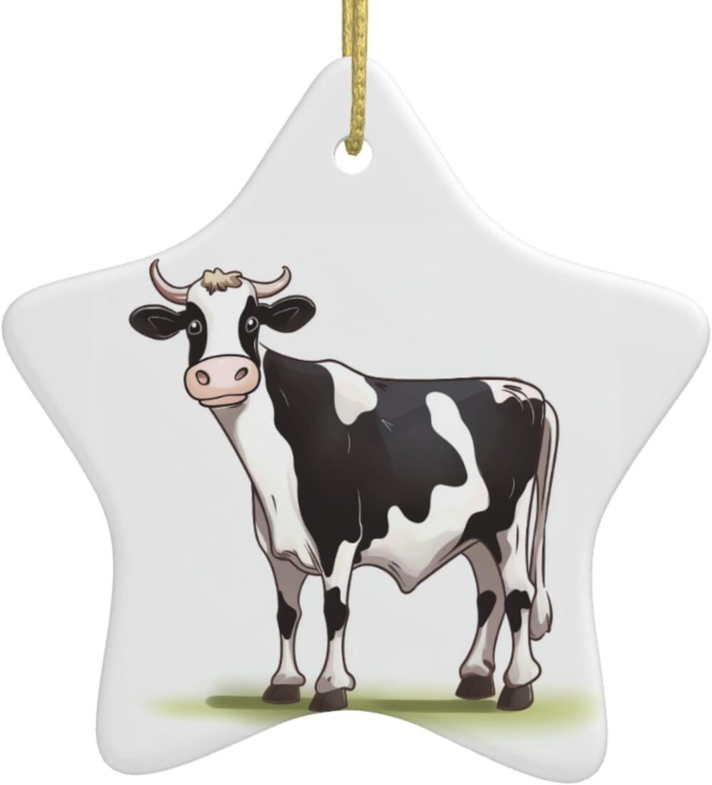 Enfeites de árvore de Natal de cerâmica vaca leiteira, decor...