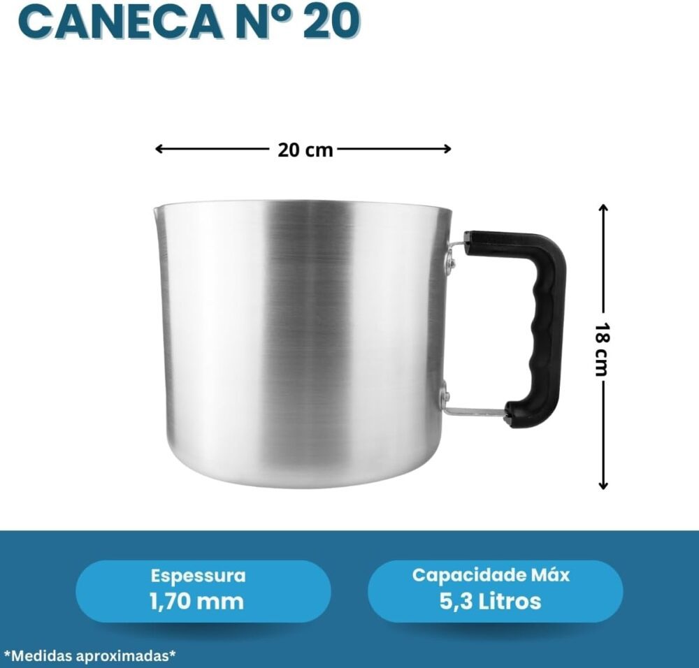 Caneca Leiteira Grande Canecão Caneco Nº 20 Alumínio Cabo Ba... - Image 3