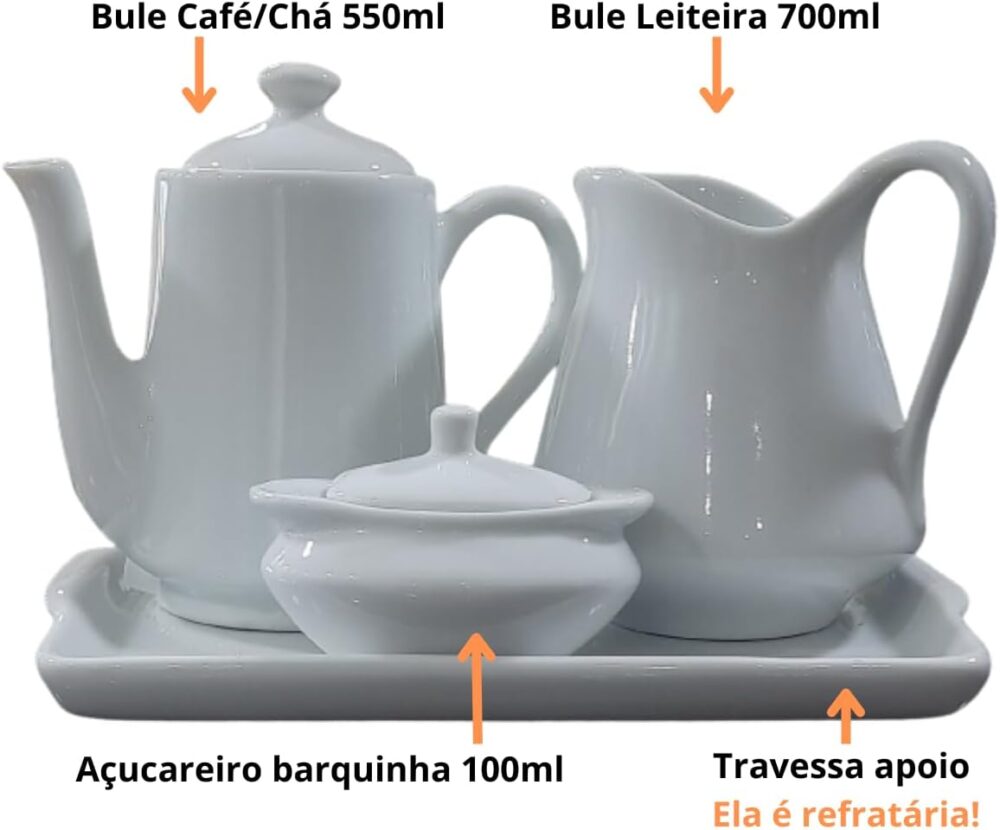 Jogo Café e Chá Mesa Posta, Bandeja + Bule Bico Longo 550ml ... - Image 2