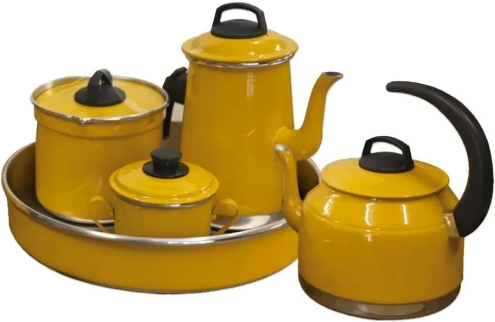 Conjunto Kit Café Chá 5 Peças Alumínio Com Bule Chaleira Açu...