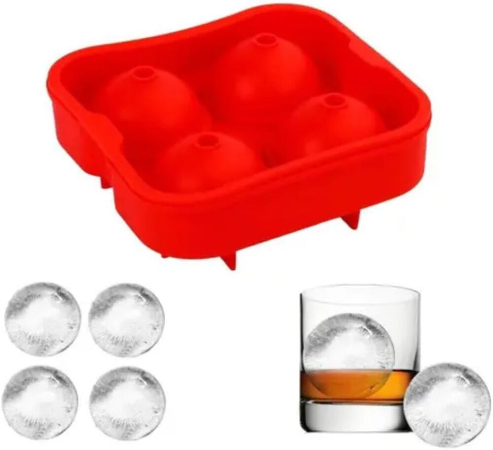 Forma de Gelo em Silicone – 4 Cavidades para Esferas de Gelo - Image 4