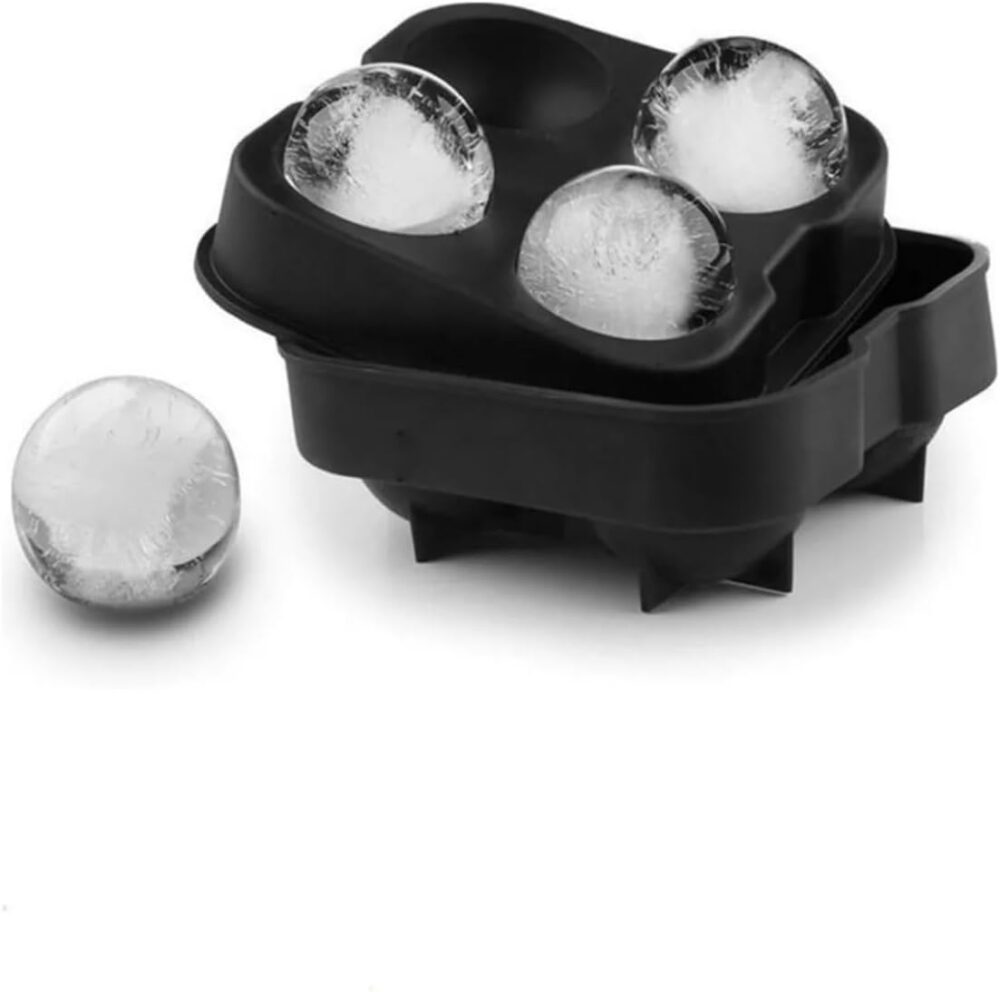 Forma de Gelo em Silicone – 4 Cavidades para Esferas de Gelo - Image 3