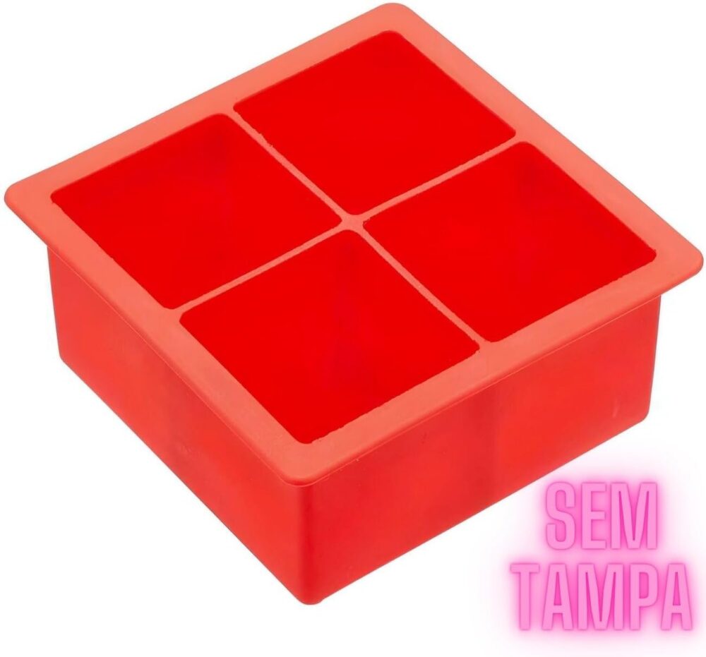 Forma de Gelo Silicone Bandeja 4 Cubos Moldes Grandes Quadra... - Image 4