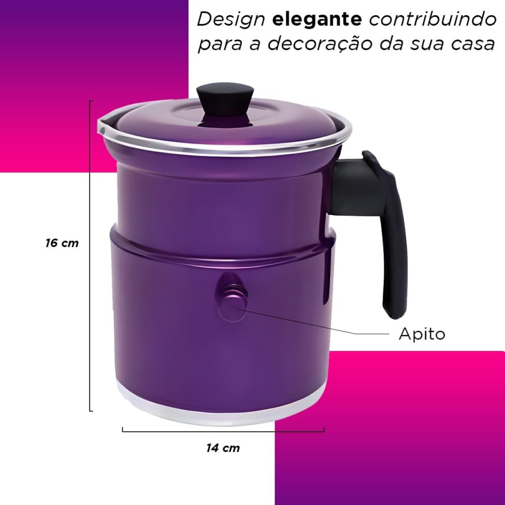 Leiteira Térmica Fervedor Com Apito 1,5 Litros Em Alumínio C... - Image 3