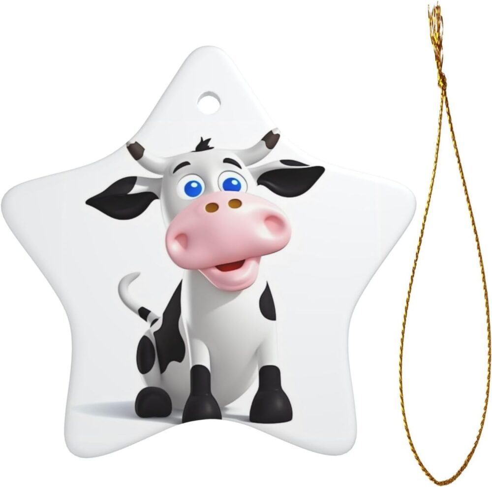 Enfeites de árvore de Natal de desenho animado de vaca leite... - Image 9