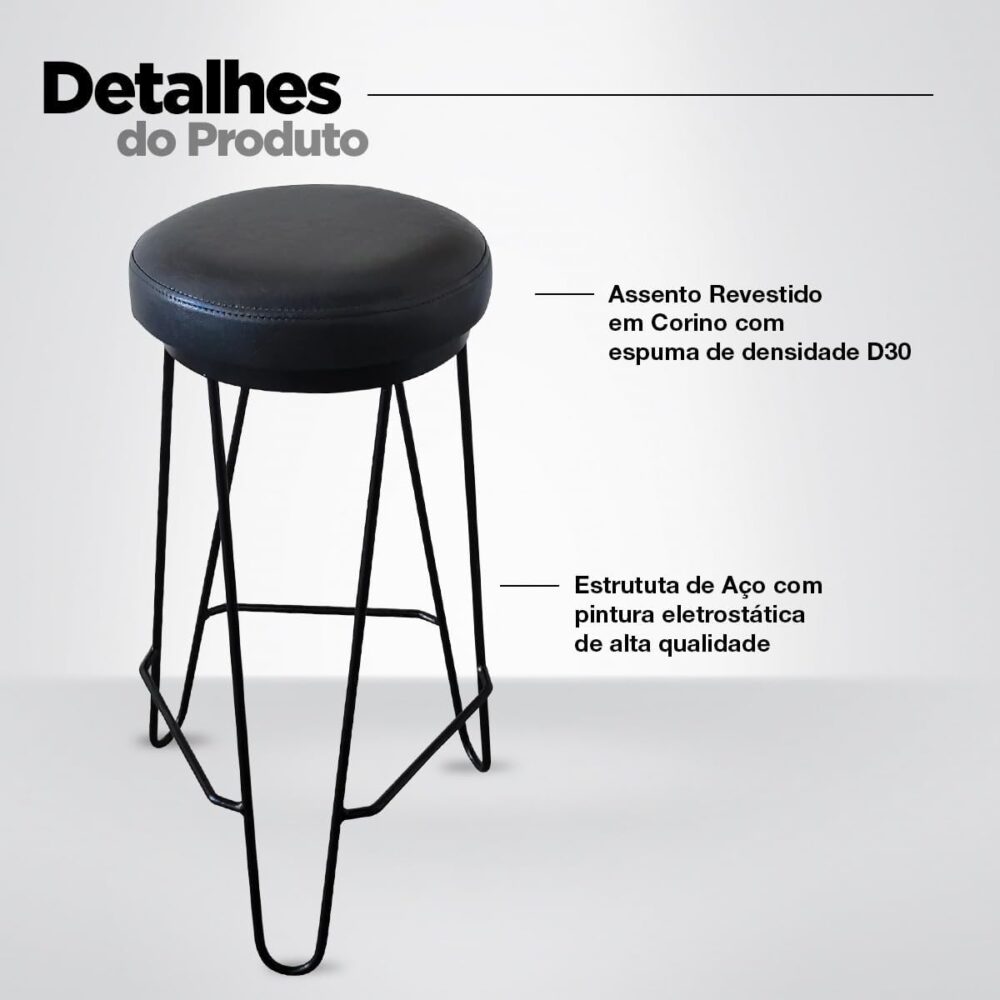 Banqueta Média para Cozinha Bar Balcão Bistrô Mesa Hairpin - Image 3