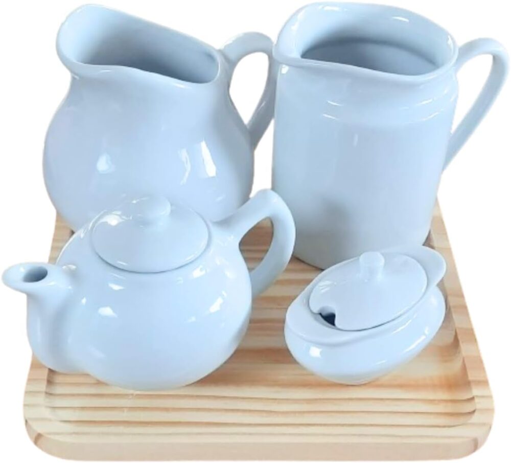 Jogo Café Chá Mesa Posta, Bandeja+Açucareiro barquinha 100ml... - Image 3