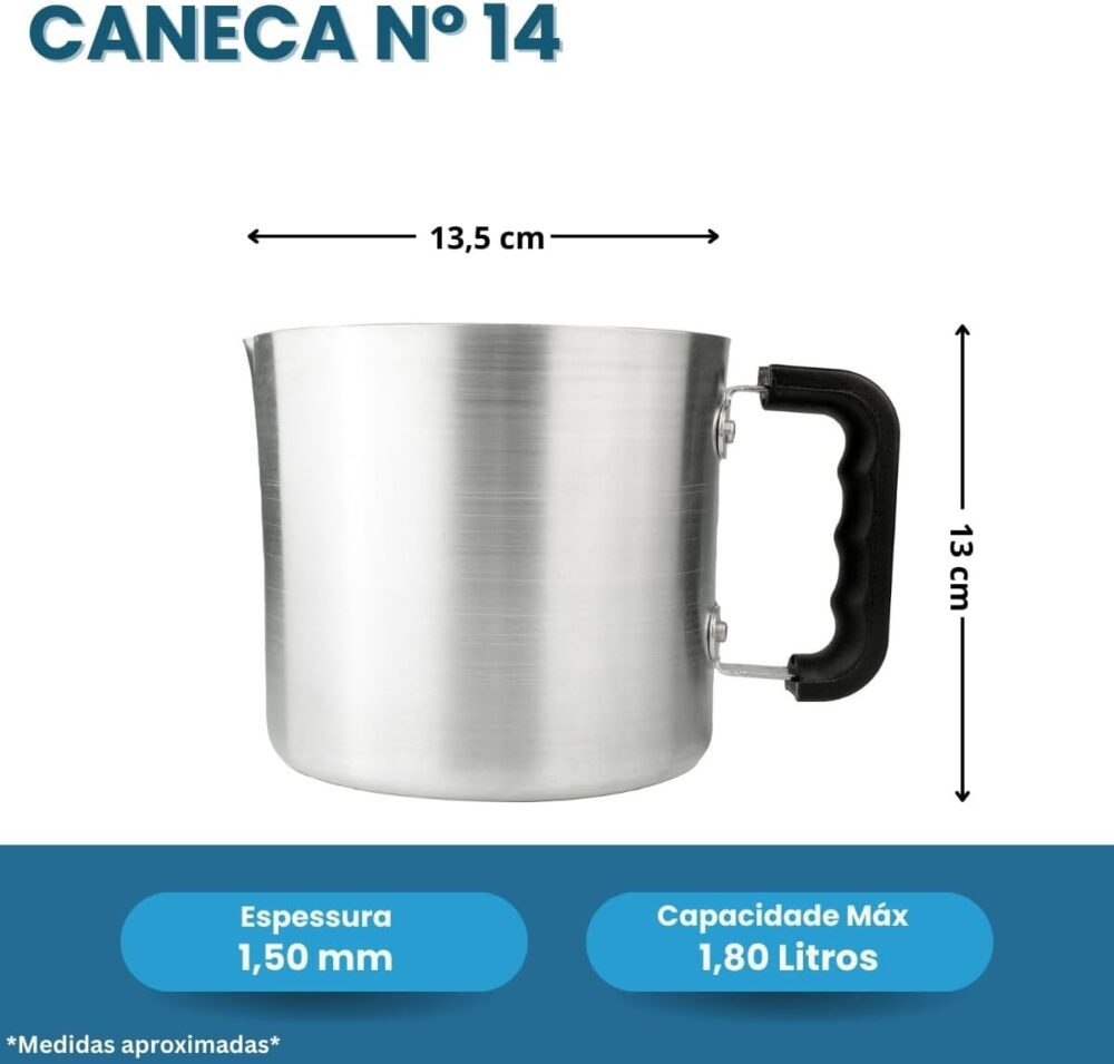 Caneca Canecão Hotel Leiteira Caneco Nº 14 Alumínio Cabo Baq... - Image 3