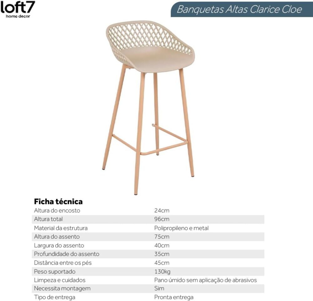 Loft7, Kit 3 banquetas altas bancada cozinha Clarice Cloe - Image 8