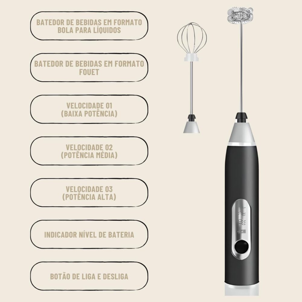 Mini Mixer Elétrico Recarregável Portátil Inox - Batedor de ... - Image 6