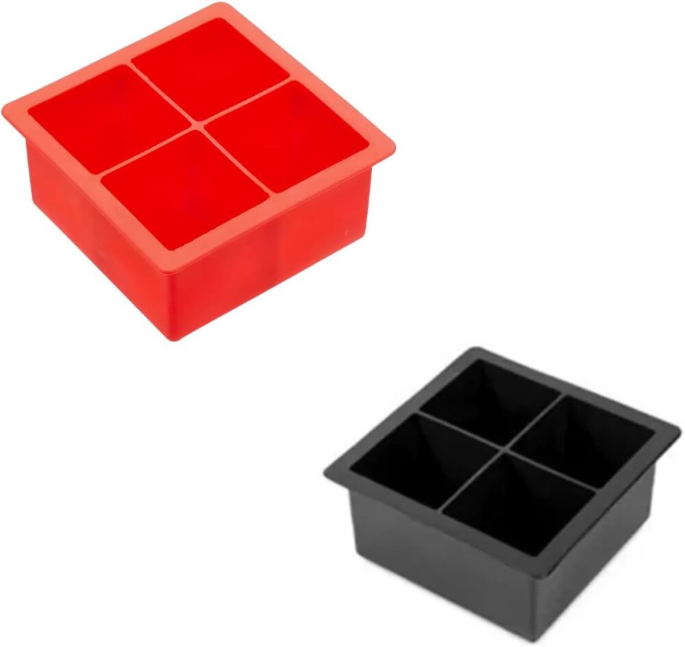 Forma de Gelo Silicone Bandeja 4 Cubos Moldes Grandes Quadra... - Image 6