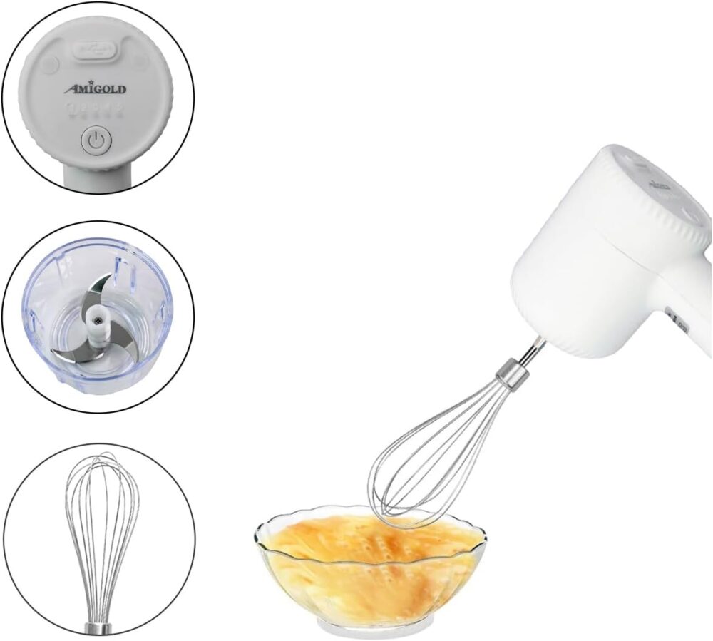 Batedeira e Processador Elétrico USB Recarregável, 5 Velocid... - Image 3