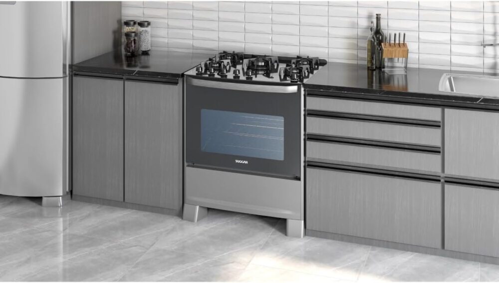 SUGGAR FOGÃO MASTER GRILL PRATA MESA DE VIDRO 5 BOCAS TRIPLA... - Image 3