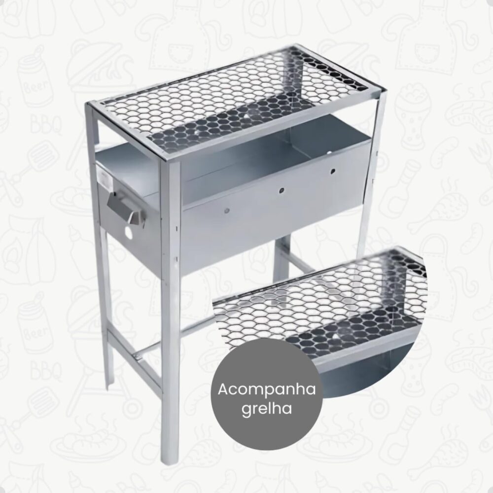 Churrasqueira Galvanizada com Grelha e Pés Articulados (28x6... - Image 6