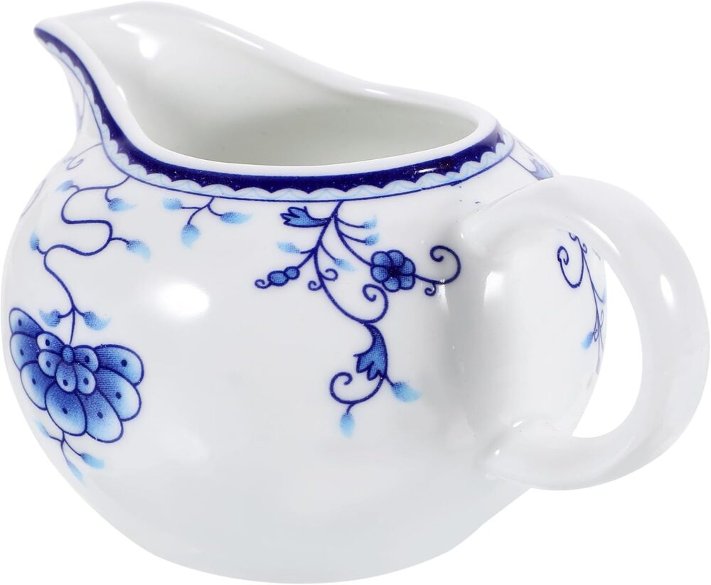 Jarro de creme azul e branco de 170 ml: jarra de creme azul ...