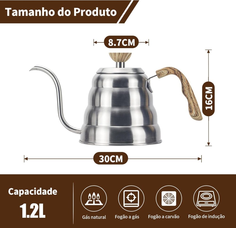 1,2L Chaleira Bico de Ganso, Chaleira bico de ganso termomet... - Image 2