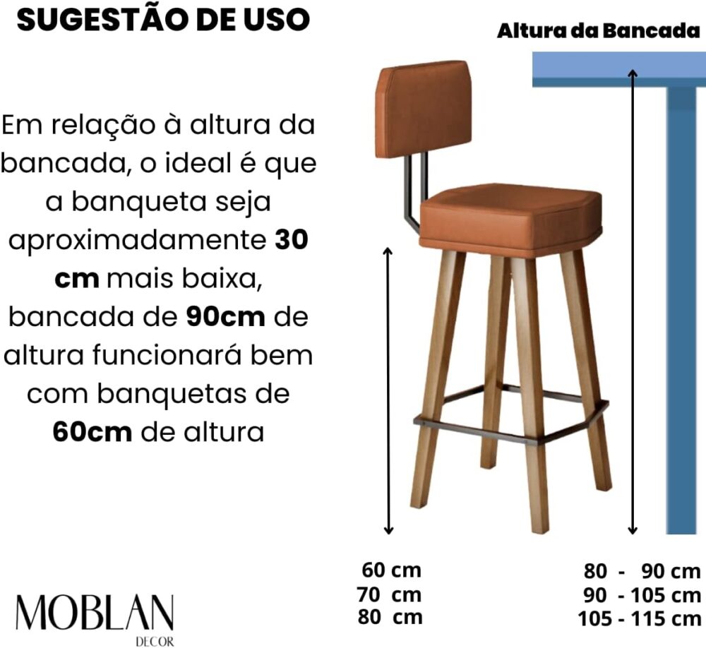 Banqueta Alta para Balcão de Cozinha Área Gourmet (60CM DO A... - Image 4