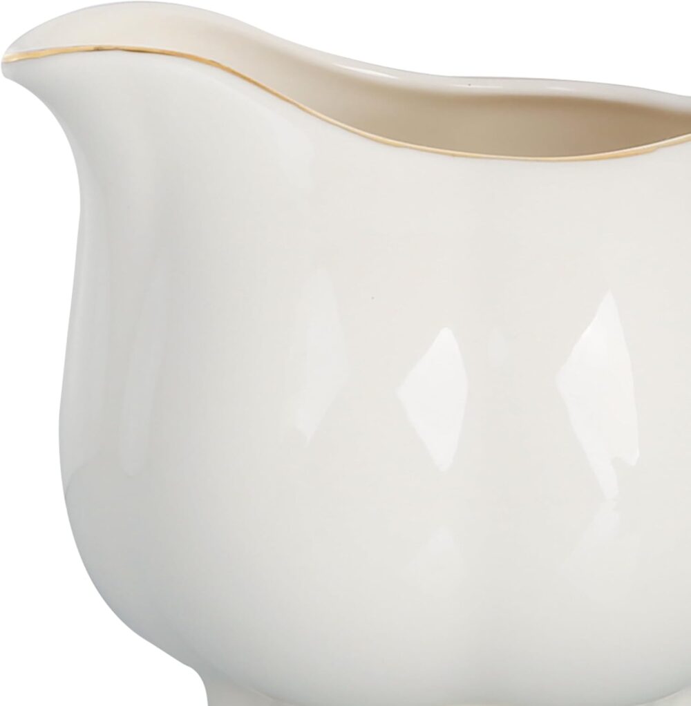 Leiteira Camélia em new bone china 300ml branco e dourado - Image 2