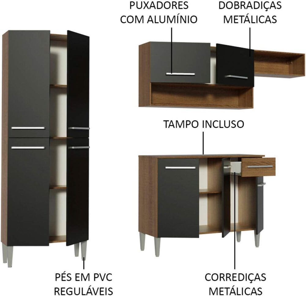 Cozinha Compacta Madesa Emilly Top com Armário e Balcão - Image 7