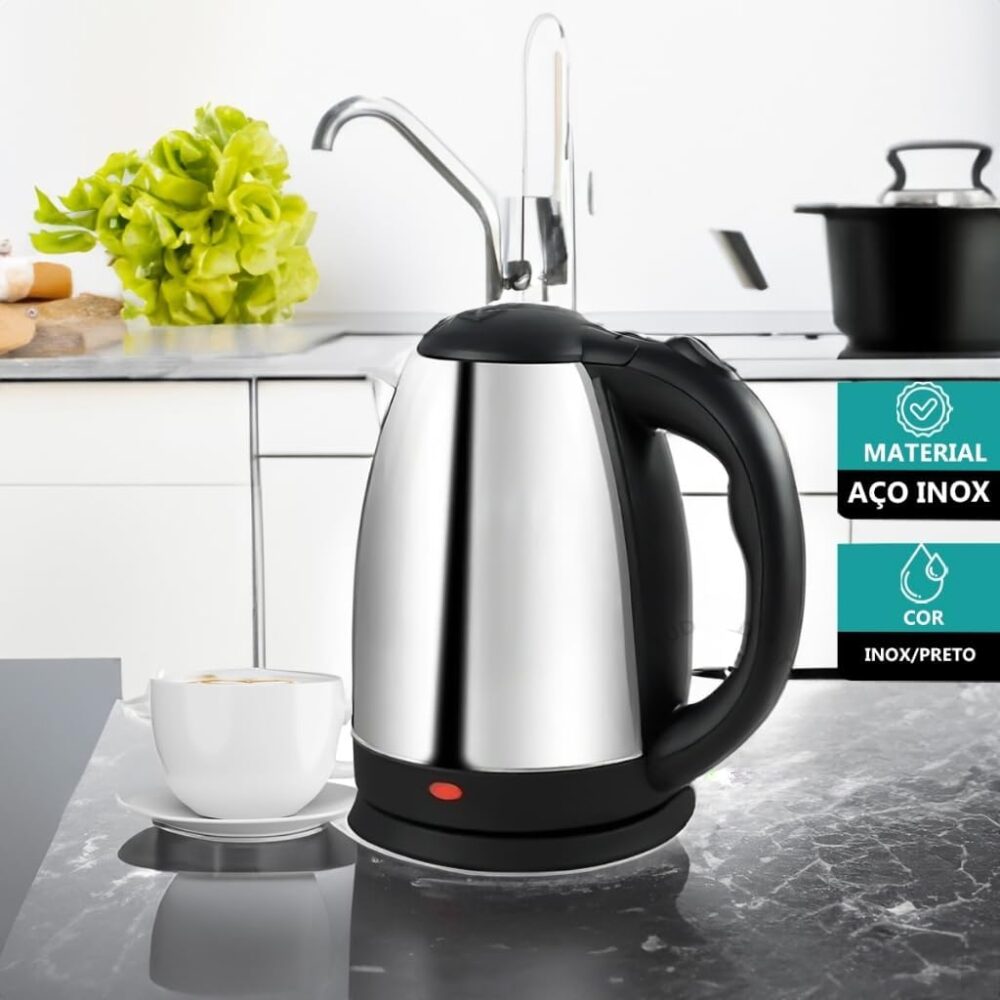 Chaleira Jarra Elétrica Térmica Bule Com Tampa Inox Prateada... - Image 4