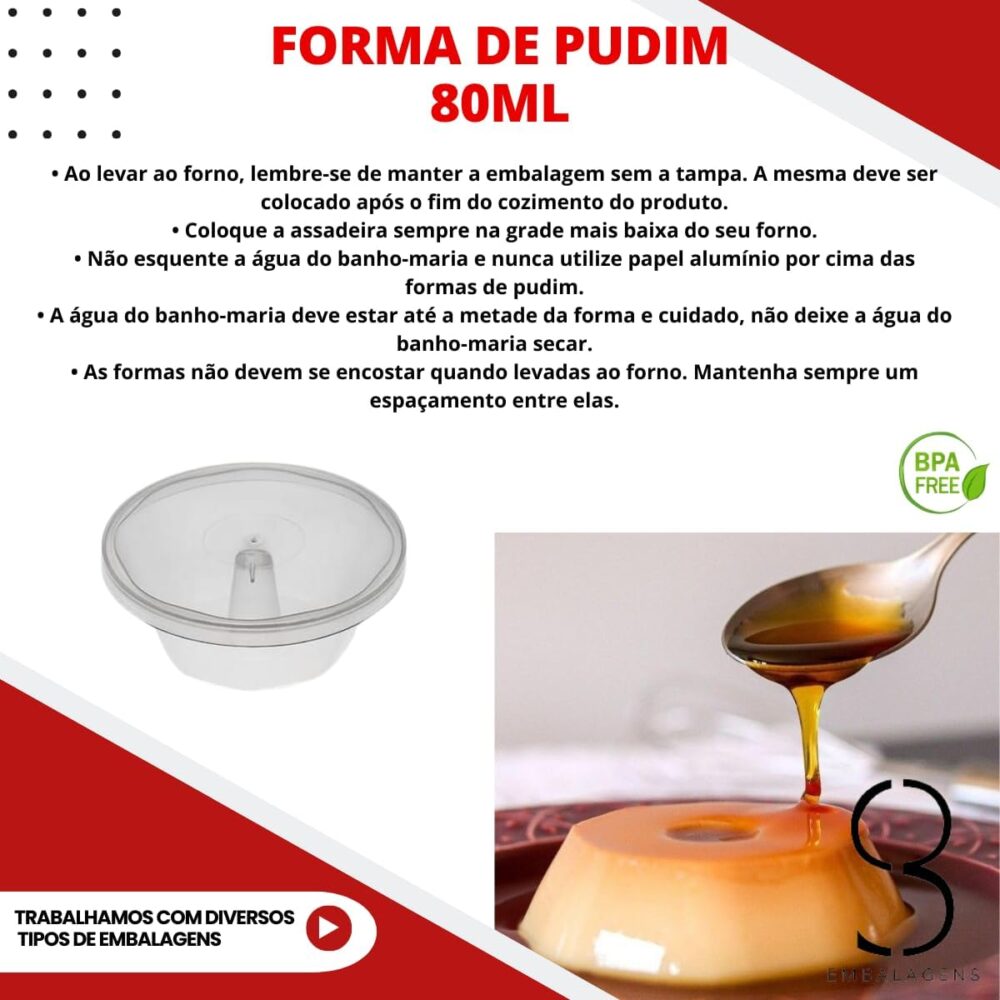 80 Formas de Plástico Para Pudim Banho Maria e Forno - 80ml - Image 3