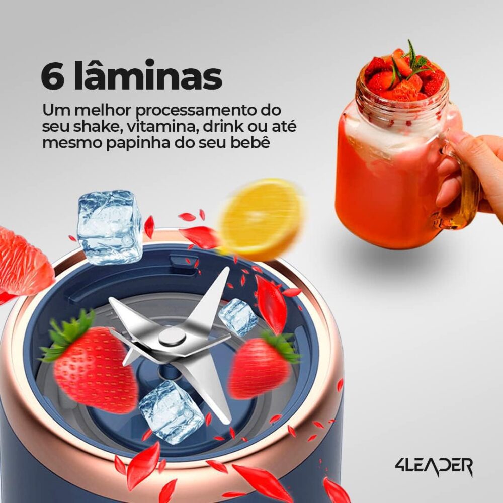 Liquidificador Portátil de Suco e Suplementos 4Leader - Beba... - Image 2