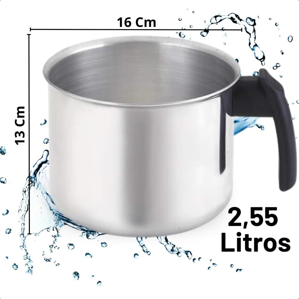 Canecão Fervedor Leiteira de Aluminio Polido Vieggio 16 cm - Image 2