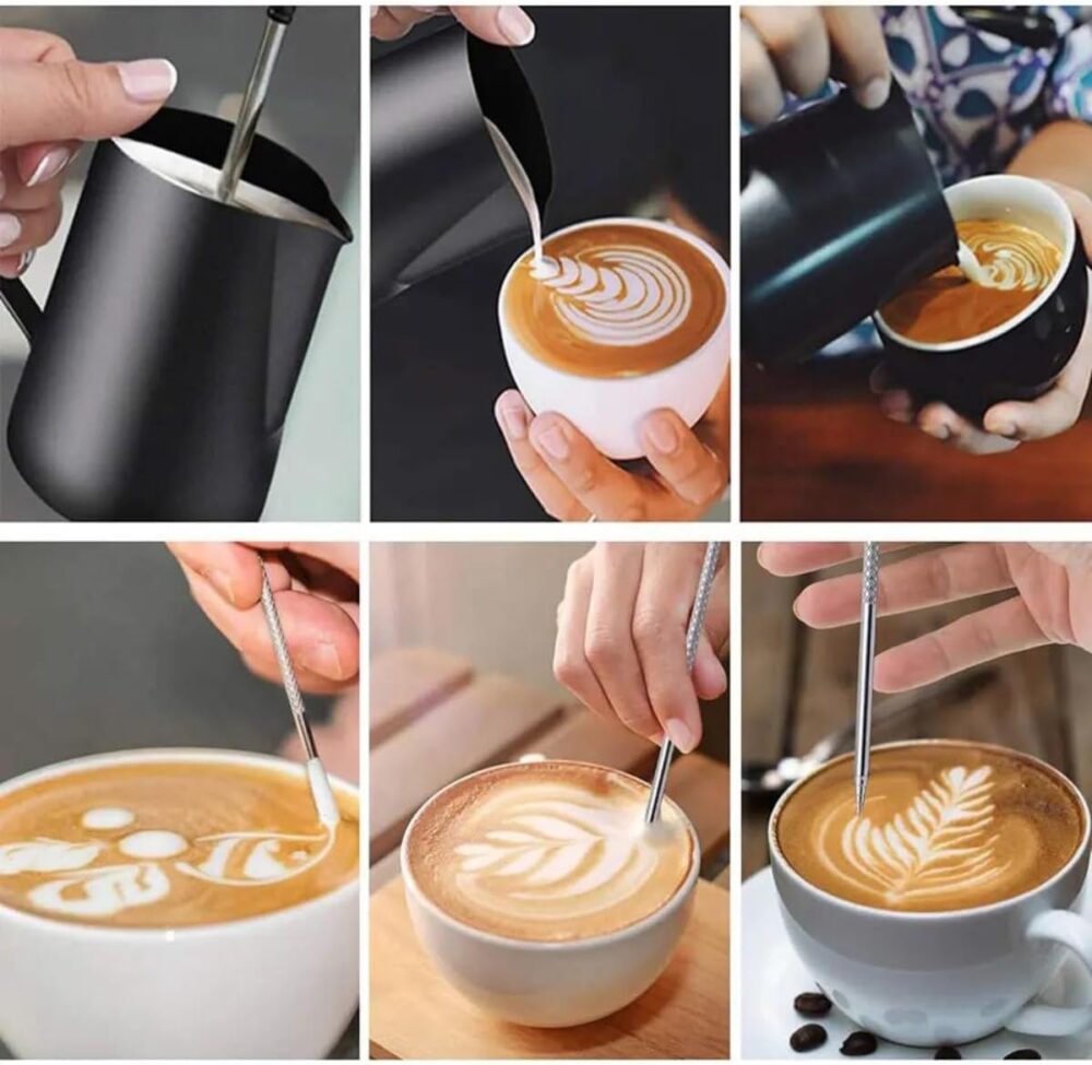 Bule Jarra Leiteira Barista 600ml Inox Preto + Caneta Latte - Image 2