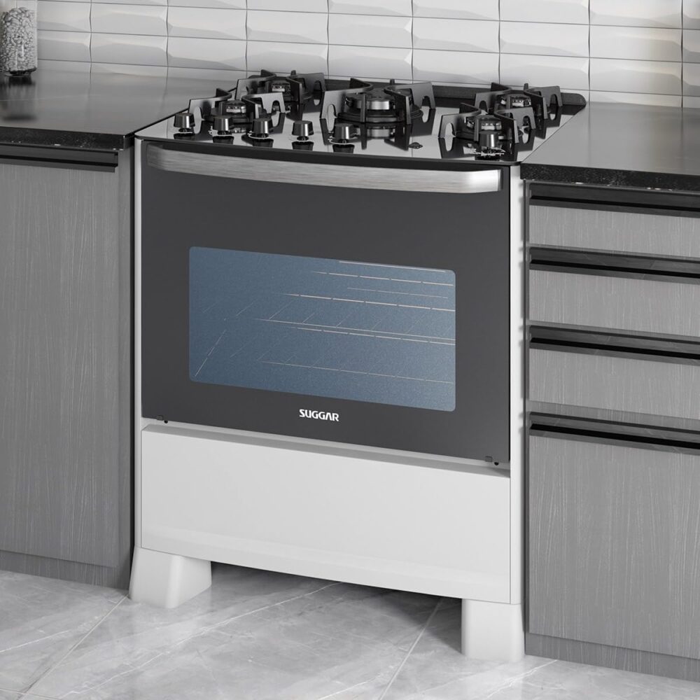 SUGGAR FOGÃO MASTER GRILL BRANCO MESA DE VIDRO 5 BOCAS TRIPL... - Image 2