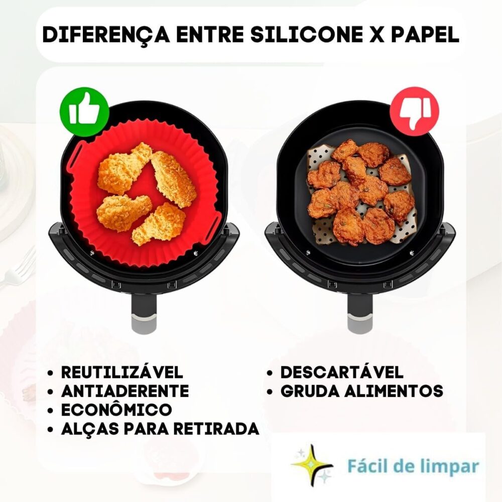 Kit Com 6 Formas Cesta Redonda de Silicone Para Air Fryer Fr... | É bom mesmo? Descubra antes de comprar - Image 5