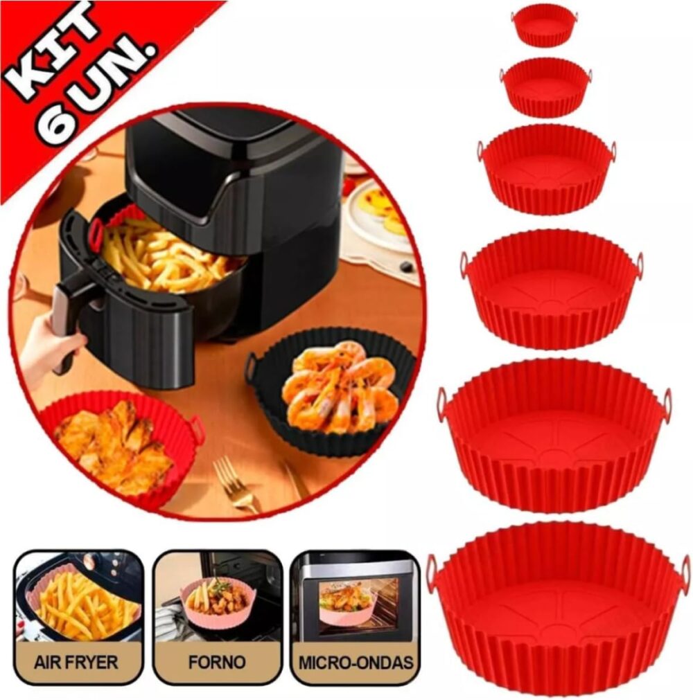 Kit Com 6 Formas Cesta Redonda de Silicone Para Air Fryer Fr... | É bom mesmo? Descubra antes de comprar - Image 2