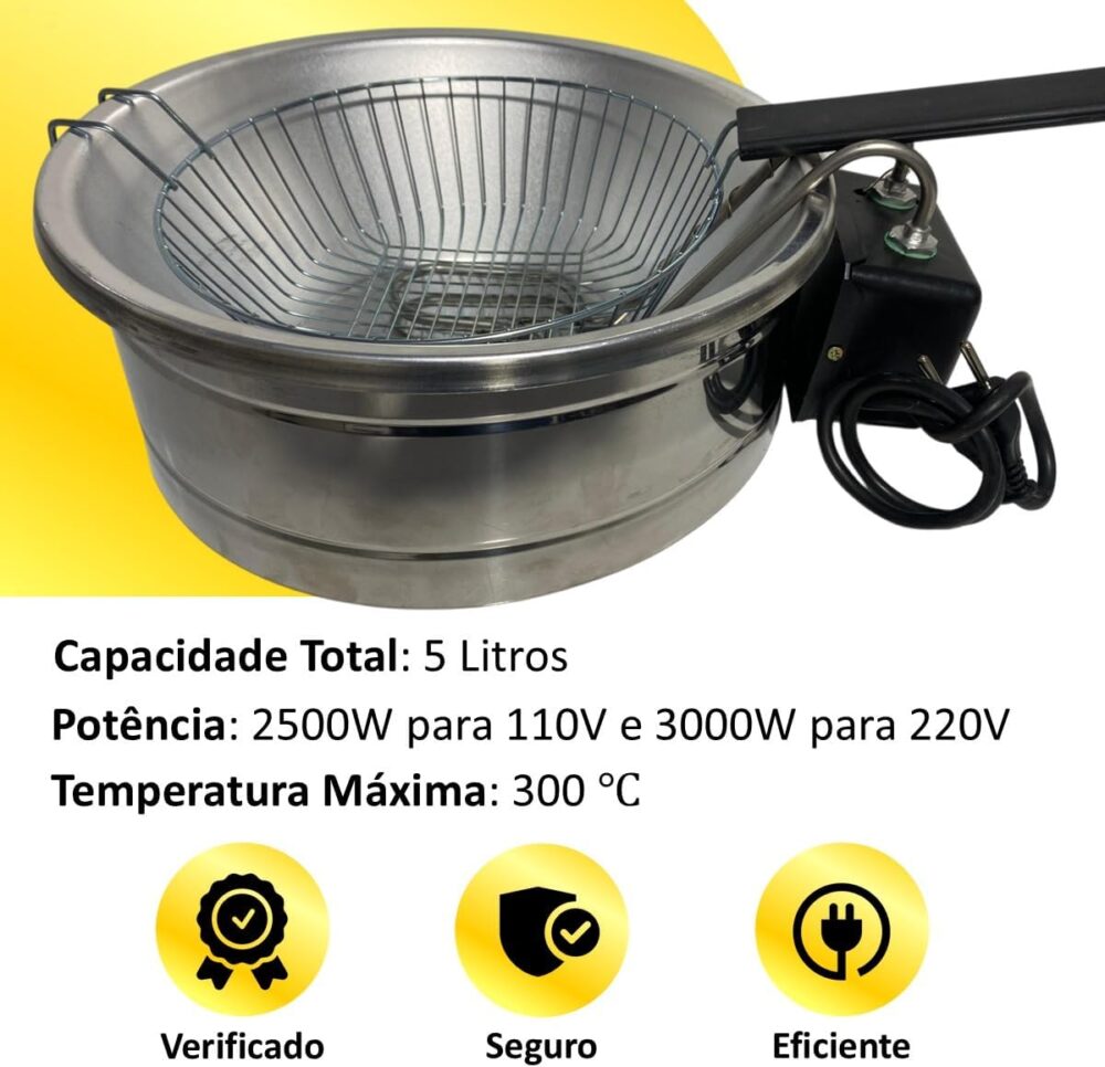 Fritadeira Elétrica Redonda 5L C/cabo e Cesto Removível (110... - Image 5