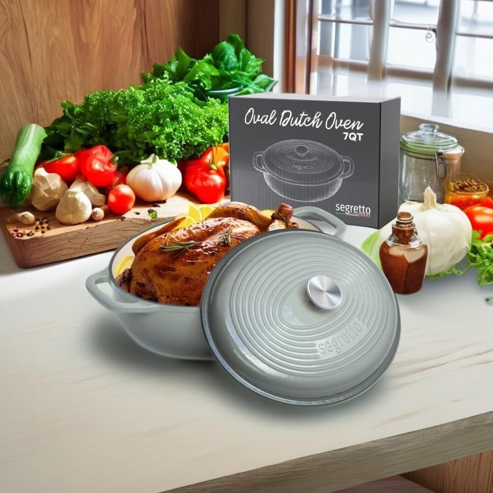 Segretto Cookware Forno holandês oval esmaltado de ferro fun... - Image 5