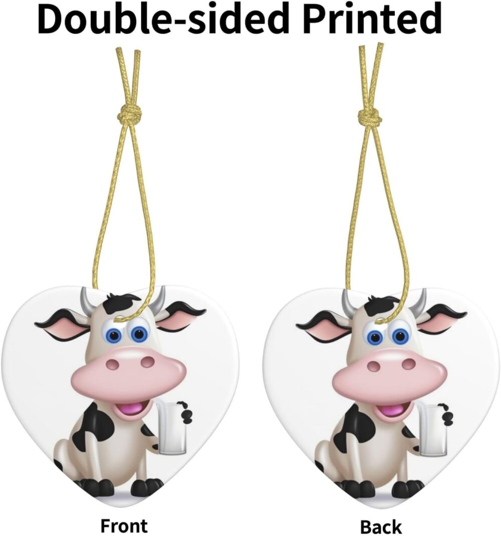 Enfeites de Natal com desenho animado de vaca leiteira, cora... - Image 3