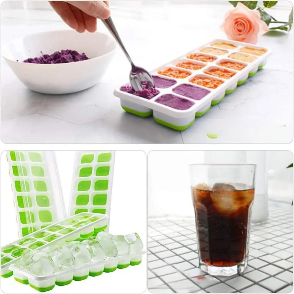 Kit 2 Formas de Gelo 14 Cubos em Silicone e Plástico Flexíve... - Image 2