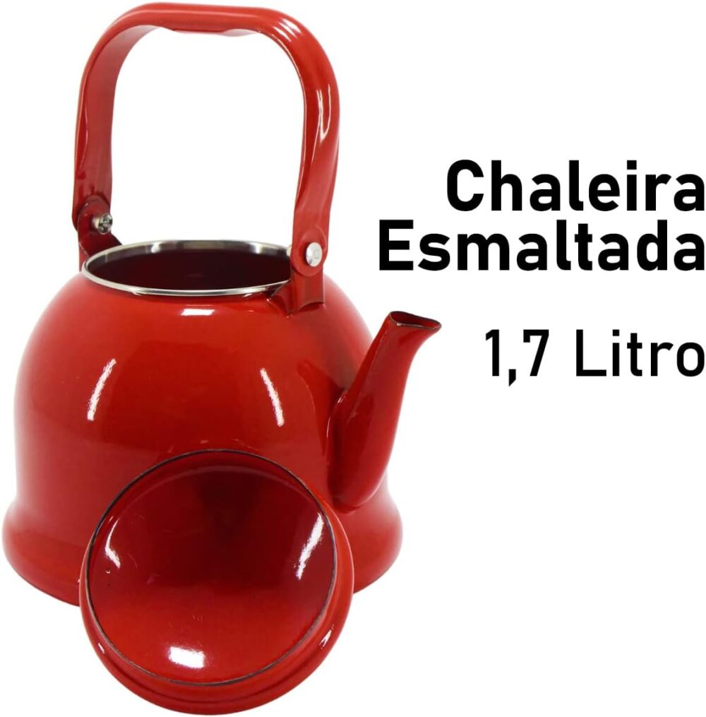 Mimo Style Chaleira Retrô na Cor Vermelha 1700ml, em Ferro E... - Image 4
