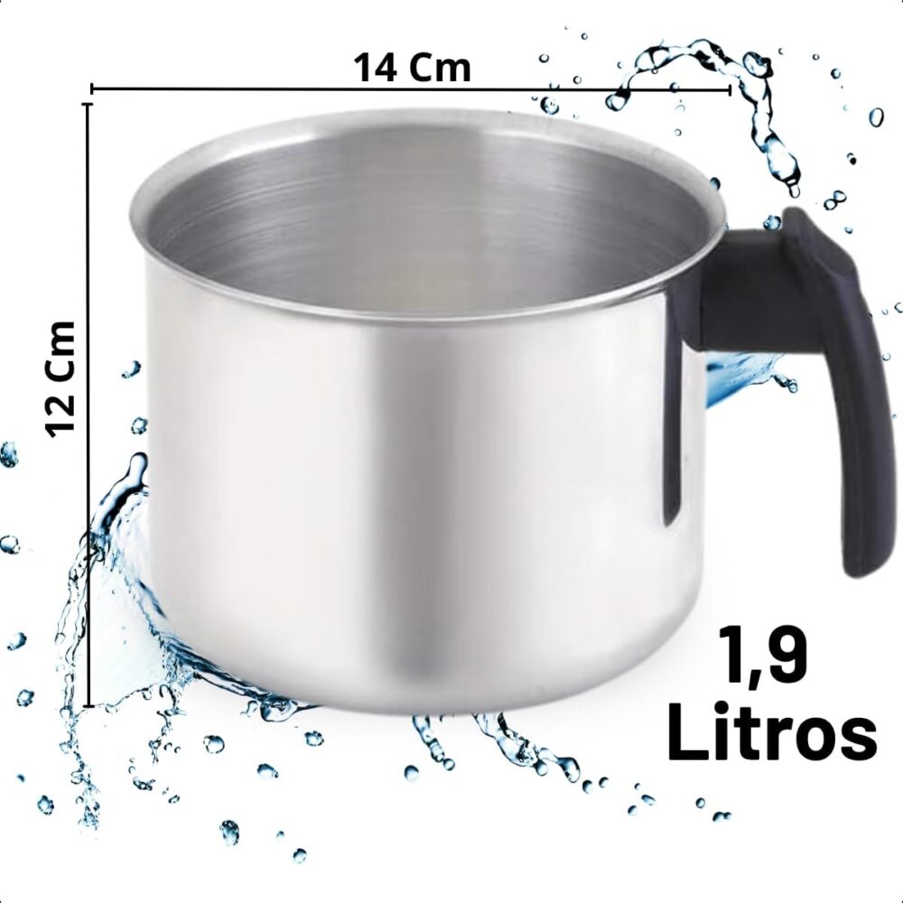 Canecão Fervedor Leiteira de Aluminio Polido Vieggio 14 cm - Image 2
