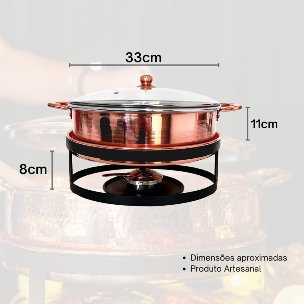 Rechaud Cobre Puro Banho Maria 8 Litros Buffet - Image 2