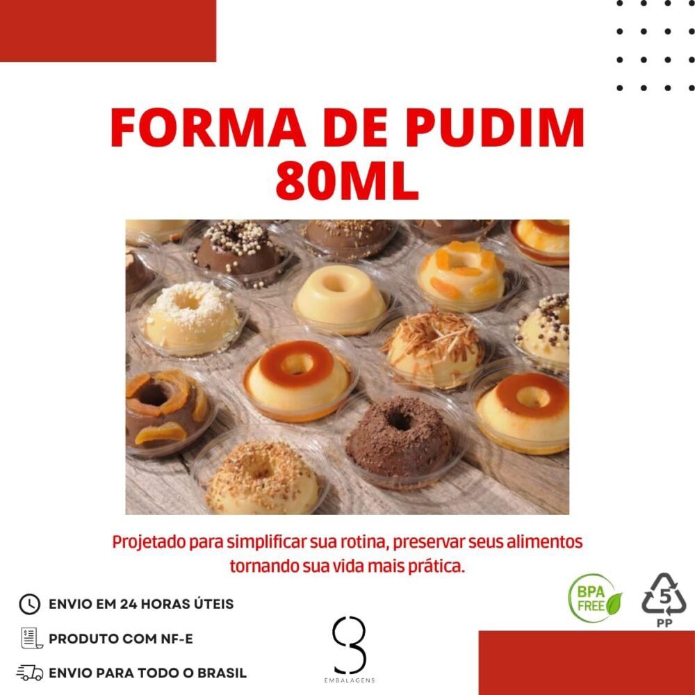 80 Formas de Plástico Para Pudim Banho Maria e Forno - 80ml - Image 4