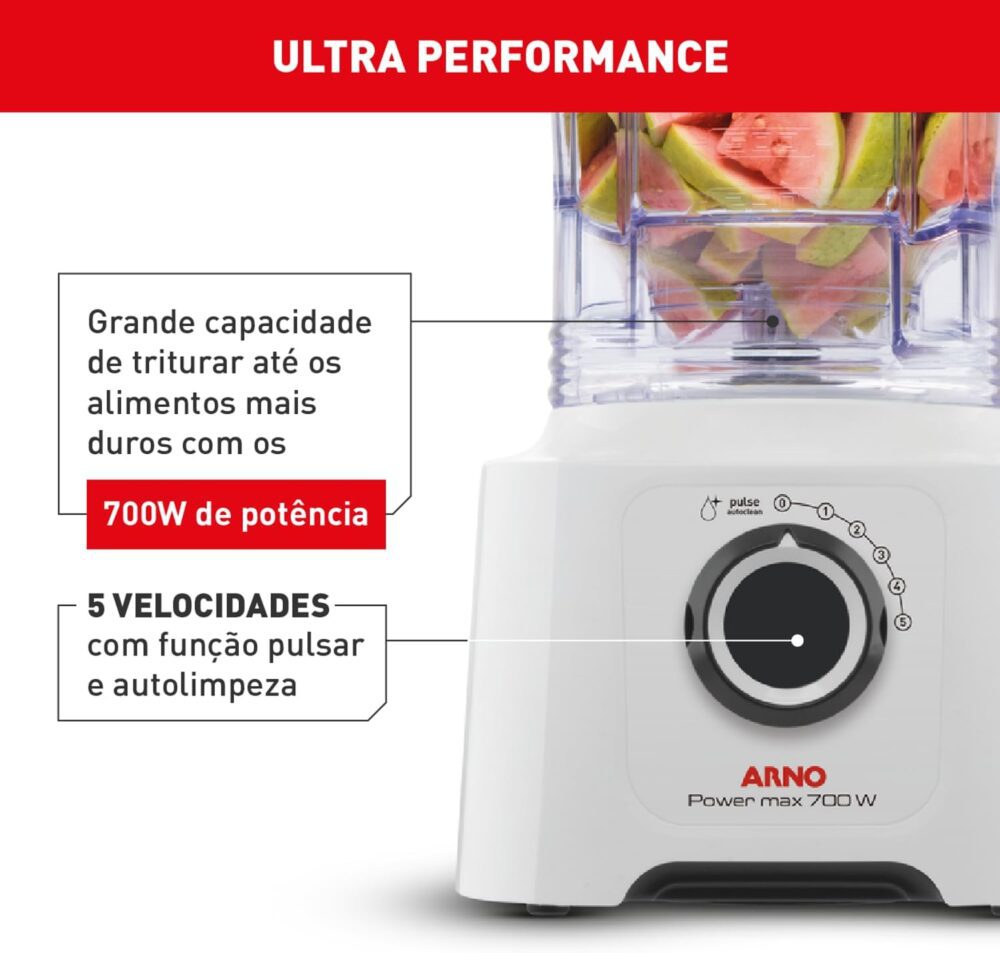 Liquidificador Arno Powermax 700W LN51, Branco, com 4 Lâmina... - Image 3
