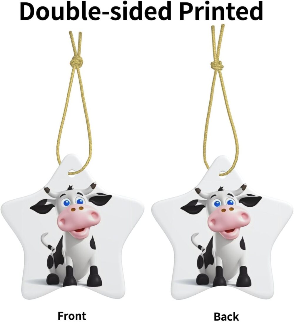 Enfeites de árvore de Natal de desenho animado de vaca leite... - Image 2